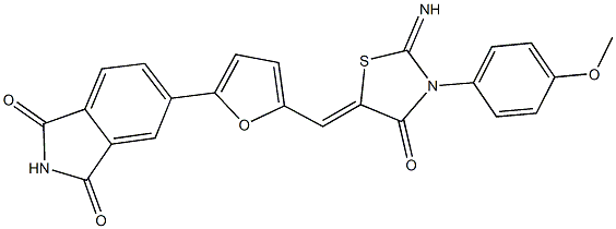 5-(5-{[2-imino-3-(4-methoxyphenyl)-4-oxo-1,3-thiazolidin-5-ylidene]methyl}-2-furyl)-1H-isoindole-1,3(2H)-dione Struktur