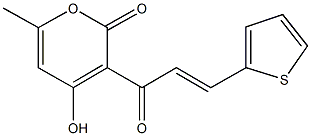 4-hydroxy-6-methyl-3-[3-(2-thienyl)acryloyl]-2H-pyran-2-one Struktur