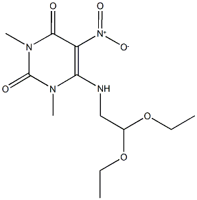 6-[(2,2-diethoxyethyl)amino]-5-nitro-1,3-dimethyl-2,4(1H,3H)-pyrimidinedione Struktur