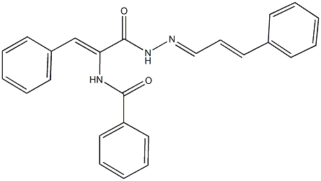 N-(2-phenyl-1-{[2-(3-phenyl-2-propenylidene)hydrazino]carbonyl}vinyl)benzamide Struktur