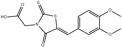 [5-(3,4-dimethoxybenzylidene)-4-oxo-2-thioxo-1,3-thiazolidin-3-yl]acetic acid Struktur