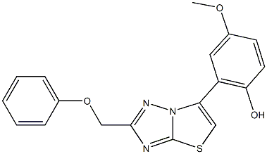 4-methoxy-2-[2-(phenoxymethyl)[1,3]thiazolo[3,2-b][1,2,4]triazol-6-yl]phenol Struktur