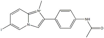 2-[4-(acetylamino)phenyl]-6-iodo-1-methylimidazo[1,2-a]pyridin-1-ium Struktur