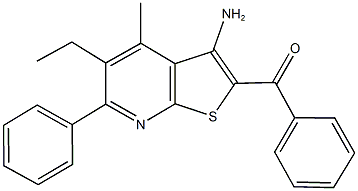 (3-amino-5-ethyl-4-methyl-6-phenylthieno[2,3-b]pyridin-2-yl)(phenyl)methanone Struktur