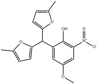 2-[bis(5-methyl-2-furyl)methyl]-6-nitro-4-methoxyphenol Struktur