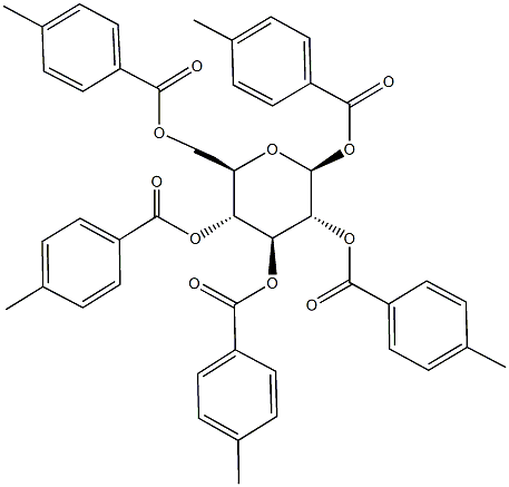 1,2,3,4,6-pentakis-O-(4-methylbenzoyl)hexopyranose Struktur