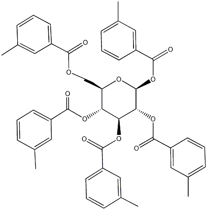 1,2,3,4,6-pentakis-O-(3-methylbenzoyl)hexopyranose Struktur