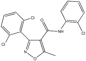 N-(2-chlorophenyl)-3-(2,6-dichlorophenyl)-5-methyl-4-isoxazolecarboxamide Struktur