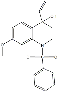 7-methoxy-1-(phenylsulfonyl)-4-vinyl-1,2,3,4-tetrahydro-4-quinolinol Struktur