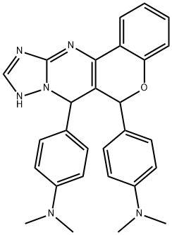 4-{6-[4-(dimethylamino)phenyl]-7,11-dihydro-6H-chromeno[4,3-d][1,2,4]triazolo[1,5-a]pyrimidin-7-yl}-N,N-dimethylaniline Struktur