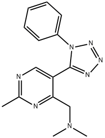 N,N-dimethyl[2-methyl-5-(1-phenyl-1H-tetraazol-5-yl)-4-pyrimidinyl]methanamine Struktur