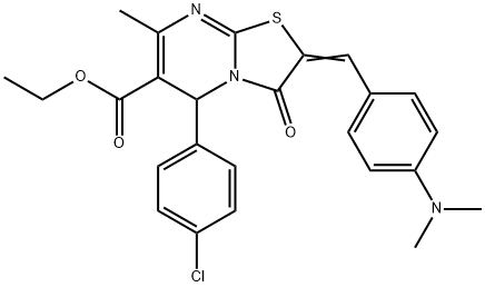 ethyl 5-(4-chlorophenyl)-2-[4-(dimethylamino)benzylidene]-7-methyl-3-oxo-2,3-dihydro-5H-[1,3]thiazolo[3,2-a]pyrimidine-6-carboxylate Struktur