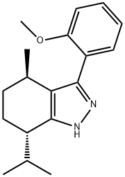 2-(7-isopropyl-4-methyl-4,5,6,7-tetrahydro-1H-indazol-3-yl)phenyl methyl ether Struktur