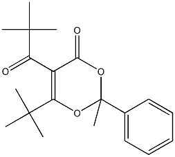 6-tert-butyl-5-(2,2-dimethylpropanoyl)-2-methyl-2-phenyl-4H-1,3-dioxin-4-one Struktur