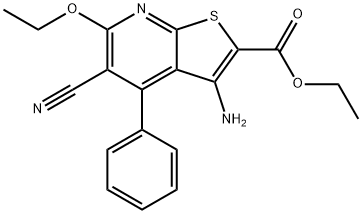 ethyl 3-amino-5-cyano-6-ethoxy-4-phenylthieno[2,3-b]pyridine-2-carboxylate Struktur