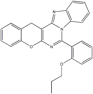 2-(14H-chromeno[2',3':4,5]pyrimido[1,6-a]benzimidazol-7-yl)phenyl propyl ether Struktur