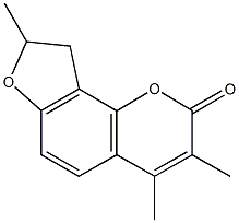 3,4,8-trimethyl-8,9-dihydro-2H-furo[2,3-h]chromen-2-one Struktur