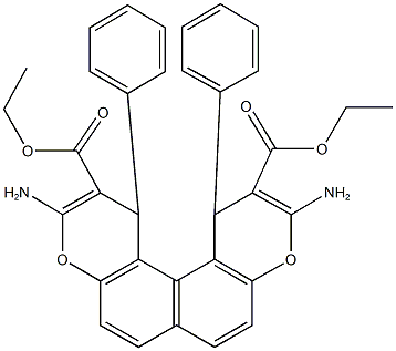 diethyl 3,10-diamino-1,12-diphenyl-1H,12H-chromeno[5,6-f]chromene-2,11-dicarboxylate Struktur