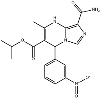 isopropyl 8-(aminocarbonyl)-4-{3-nitrophenyl}-2-methyl-1,4-dihydroimidazo[1,5-a]pyrimidine-3-carboxylate Struktur