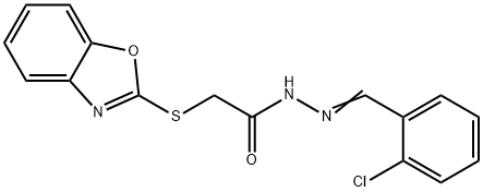 2-(1,3-benzoxazol-2-ylsulfanyl)-N'-(2-chlorobenzylidene)acetohydrazide Struktur