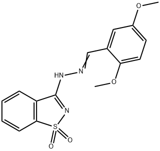 2,5-dimethoxybenzaldehyde (1,1-dioxido-1,2-benzisothiazol-3-yl)hydrazone Struktur