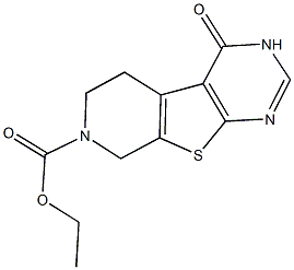 ethyl 4-oxo-3,5,6,8-tetrahydropyrido[4',3':4,5]thieno[2,3-d]pyrimidine-7(4H)-carboxylate Struktur