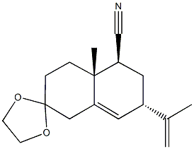 5-cyano-7-isopropenyl-4a-methyl-1,2,3,4,4a,5,6,7-octahydronaphthalene-2-spiro-2'-[1,3]-dioxolane Struktur