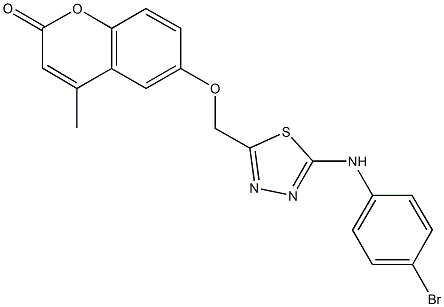 6-{[5-(4-bromoanilino)-1,3,4-thiadiazol-2-yl]methoxy}-4-methyl-2H-chromen-2-one Struktur