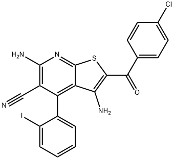 3,6-diamino-2-(4-chlorobenzoyl)-4-(2-iodophenyl)thieno[2,3-b]pyridine-5-carbonitrile Struktur