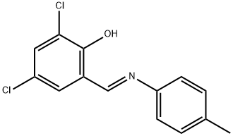 2,4-dichloro-6-{[(4-methylphenyl)imino]methyl}phenol Struktur