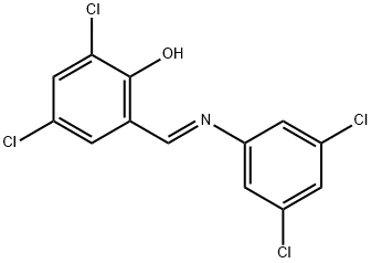 2,4-dichloro-6-{[(3,5-dichlorophenyl)imino]methyl}phenol Struktur