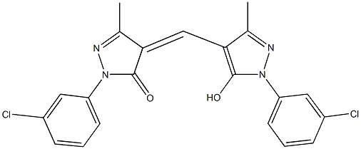 2-(3-chlorophenyl)-4-{[1-(3-chlorophenyl)-5-hydroxy-3-methyl-1H-pyrazol-4-yl]methylene}-5-methyl-2,4-dihydro-3H-pyrazol-3-one Struktur