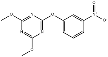 2-{3-nitrophenoxy}-4,6-dimethoxy-1,3,5-triazine Struktur