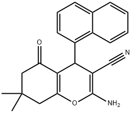 2-amino-7,7-dimethyl-4-(1-naphthyl)-5-oxo-5,6,7,8-tetrahydro-4H-chromene-3-carbonitrile Struktur