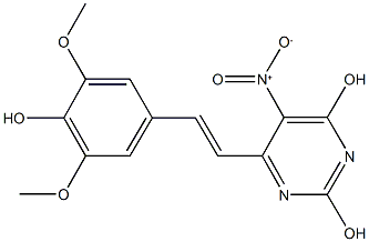 6-[2-(4-hydroxy-3,5-dimethoxyphenyl)vinyl]-5-nitro-2,4-pyrimidinediol Struktur