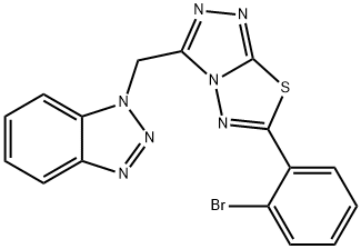 1-{[6-(2-bromophenyl)[1,2,4]triazolo[3,4-b][1,3,4]thiadiazol-3-yl]methyl}-1H-1,2,3-benzotriazole Struktur