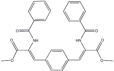 methyl 2-(benzoylamino)-3-{4-[2-(benzoylamino)-3-methoxy-3-oxo-1-propenyl]phenyl}acrylate Struktur