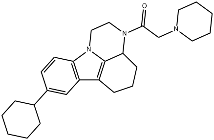 8-cyclohexyl-3-(1-piperidinylacetyl)-2,3,3a,4,5,6-hexahydro-1H-pyrazino[3,2,1-jk]carbazole Struktur