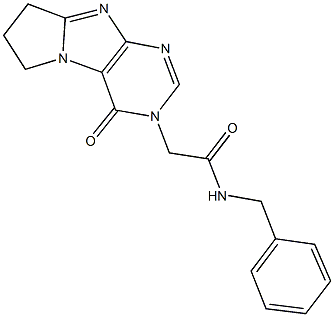 N-benzyl-2-(4-oxo-4,6,7,8-tetrahydro-3H-pyrrolo[2,1-f]purin-3-yl)acetamide Struktur