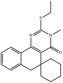 2-(ethylsulfanyl)-3-methyl-5,6-dihydrospiro(benzo[h]quinazoline-5,1'-cyclohexane)-4(3H)-one Struktur