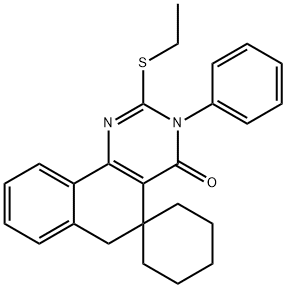 2-(ethylsulfanyl)-3-phenyl-5,6-dihydrospiro(benzo[h]quinazoline-5,1'-cyclohexane)-4(3H)-one Struktur