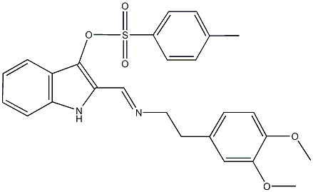 2-({[2-(3,4-dimethoxyphenyl)ethyl]imino}methyl)-1H-indol-3-yl 4-methylbenzenesulfonate Struktur