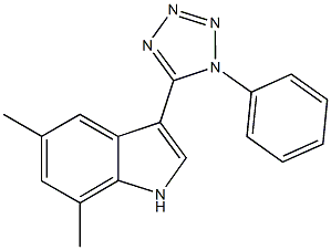 5,7-dimethyl-3-(1-phenyl-1H-tetraazol-5-yl)-1H-indole Struktur