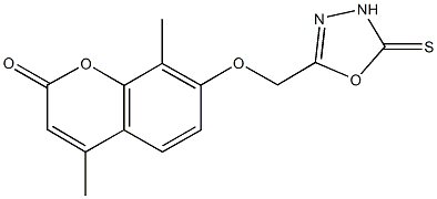 4,8-dimethyl-7-[(5-thioxo-4,5-dihydro-1,3,4-oxadiazol-2-yl)methoxy]-2H-chromen-2-one Struktur