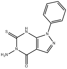 5-amino-1-phenyl-6-sulfanyl-1,5-dihydro-4H-pyrazolo[3,4-d]pyrimidin-4-one Struktur