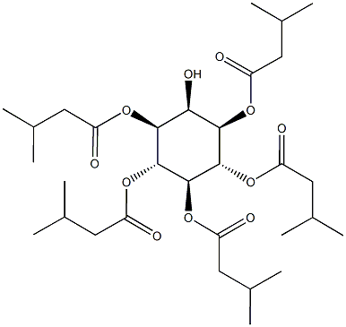 2-hydroxy-3,4,5,6-tetrakis[(3-methylbutanoyl)oxy]cyclohexyl 3-methylbutanoate Struktur