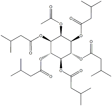 2-(acetyloxy)-3,4,5,6-tetrakis[(3-methylbutanoyl)oxy]cyclohexyl 3-methylbutanoate Struktur