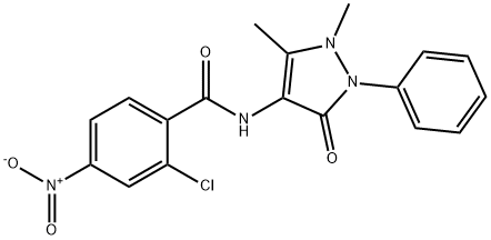 2-chloro-N-(1,5-dimethyl-3-oxo-2-phenyl-2,3-dihydro-1H-pyrazol-4-yl)-4-nitrobenzamide Struktur