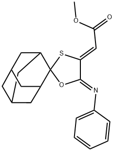 methyl {5'-(phenylimino)-spiro[adamantane-2,2'-[1,3]oxathiolane]-4'-ylidene}acetate Struktur