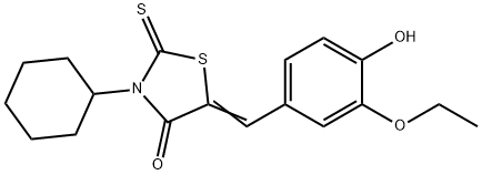 3-cyclohexyl-5-(3-ethoxy-4-hydroxybenzylidene)-2-thioxo-1,3-thiazolidin-4-one Struktur